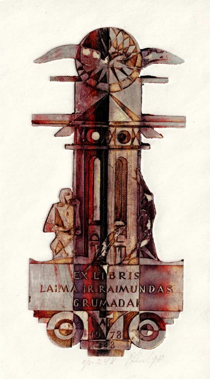 Antanas Kmieliauskas ekslibrisas Ex libris Laima ir Raimondas Grumadai 1978